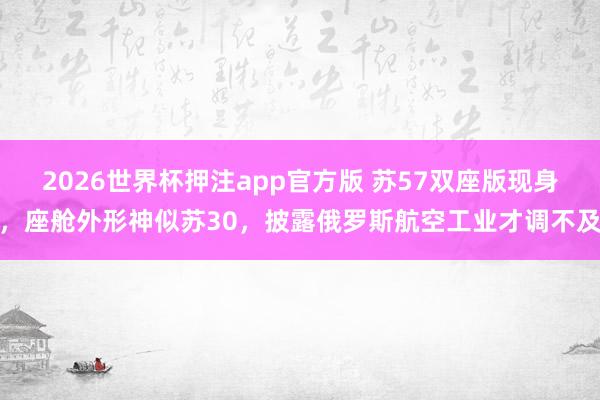 2026世界杯押注app官方版 苏57双座版现身，座舱外形神似苏30，披露俄罗斯航空工业才调不及