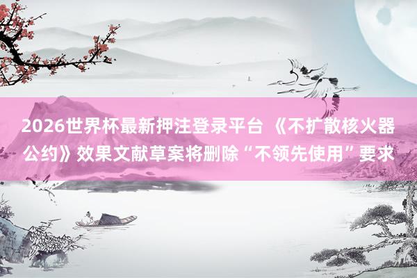 2026世界杯最新押注登录平台 《不扩散核火器公约》效果文献草案将删除“不领先使用”要求