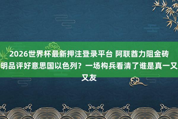 2026世界杯最新押注登录平台 阿联酋力阻金砖声明品评好意思国以色列？一场构兵看清了谁是真一又友