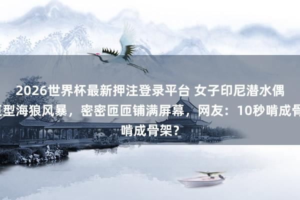 2026世界杯最新押注登录平台 女子印尼潜水偶遇巨型海狼风暴，密密匝匝铺满屏幕，网友：10秒啃成骨架？