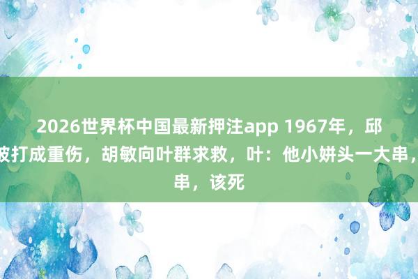 2026世界杯中国最新押注app 1967年，邱会作被打成重伤，胡敏向叶群求救，叶：他小姘头一大串，该死