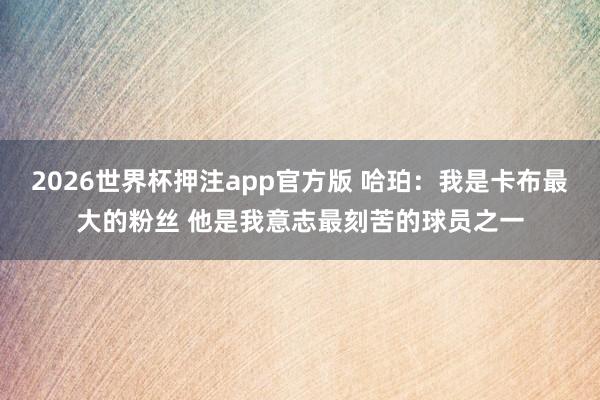 2026世界杯押注app官方版 哈珀：我是卡布最大的粉丝 他是我意志最刻苦的球员之一