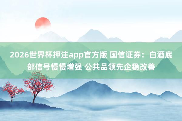 2026世界杯押注app官方版 国信证券：白酒底部信号慢慢增强 公共品领先企稳改善