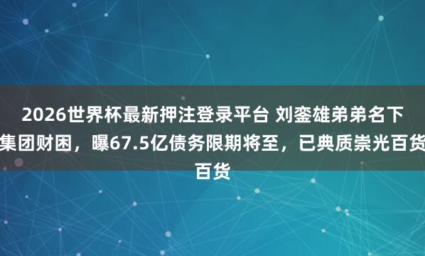 2026世界杯最新押注登录平台 刘銮雄弟弟名下集团财困，曝67.5亿债务限期将至，已典质崇光百货