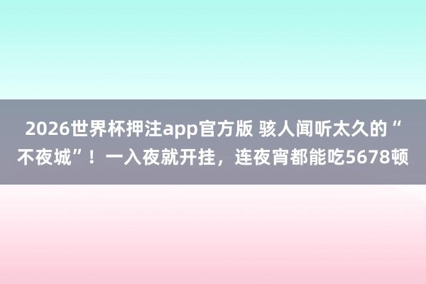 2026世界杯押注app官方版 骇人闻听太久的“不夜城”！一入夜就开挂，连夜宵都能吃5678顿