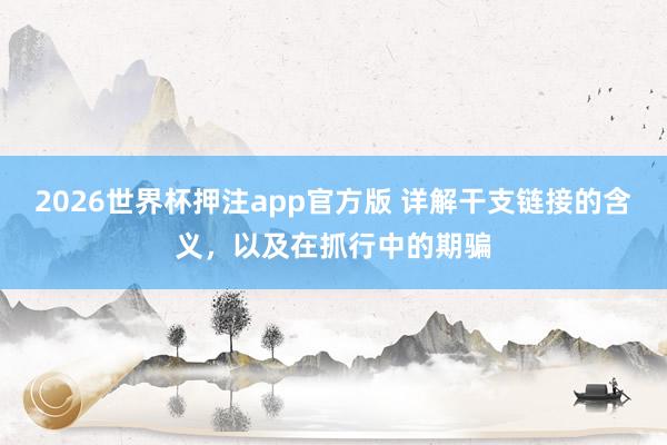 2026世界杯押注app官方版 详解干支链接的含义，以及在抓行中的期骗