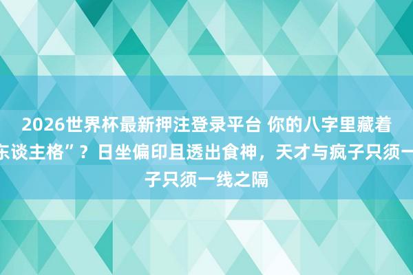 2026世界杯最新押注登录平台 你的八字里藏着“双重东谈主格”？日坐偏印且透出食神，天才与疯子只须一线之隔