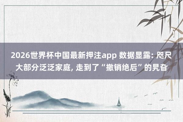 2026世界杯中国最新押注app 数据显露: 咫尺大部分泛泛家庭， 走到了“撤销绝后”的旯旮