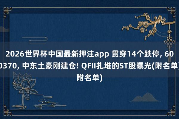 2026世界杯中国最新押注app 贯穿14个跌停， 600370， 中东土豪刚建仓! QFII扎堆的ST股曝光(附名单)