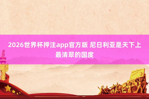 2026世界杯押注app官方版 尼日利亚是天下上最清翠的国度