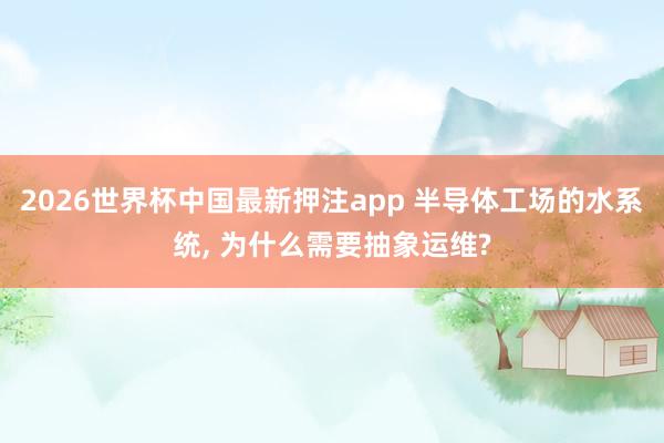 2026世界杯中国最新押注app 半导体工场的水系统, 为什么需要抽象运维?