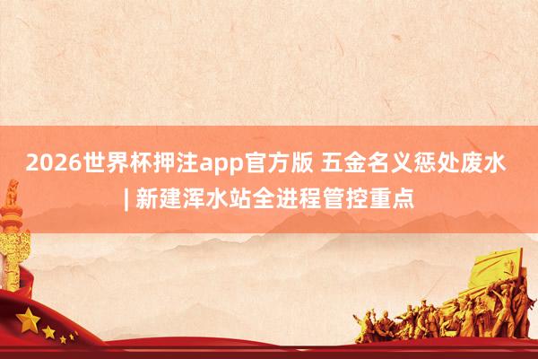 2026世界杯押注app官方版 五金名义惩处废水 | 新建浑水站全进程管控重点