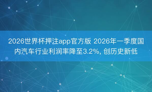 2026世界杯押注app官方版 2026年一季度国内汽车行业利润率降至3.2%， 创历史新低