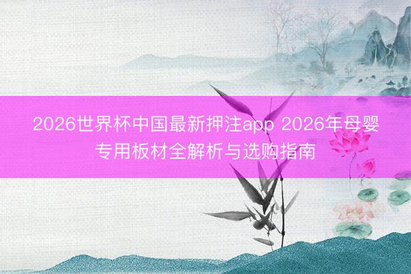 2026世界杯中国最新押注app 2026年母婴专用板材全解析与选购指南